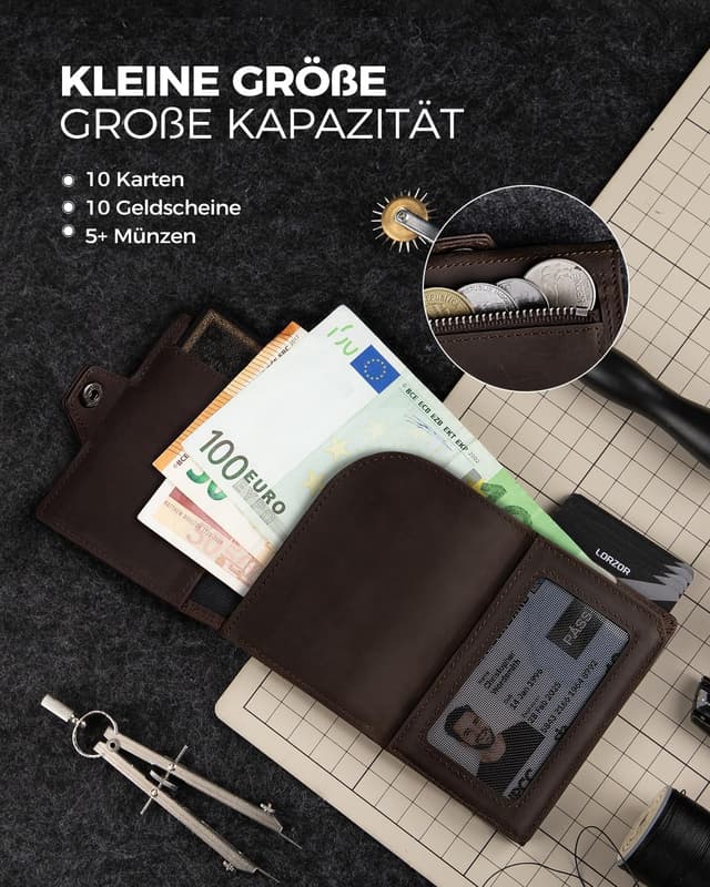 Thumbnail 4 de LORZOR Slim Wallet mit Münzfach