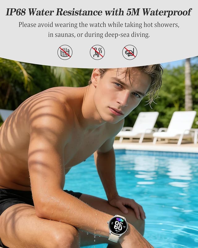 Detalle de Smart Watch for Women, Ladies & Men with 1.27in Fitness Screen (41mm case) – Call, Heart Rate, Stress & Sleep, AI Voice, IP68