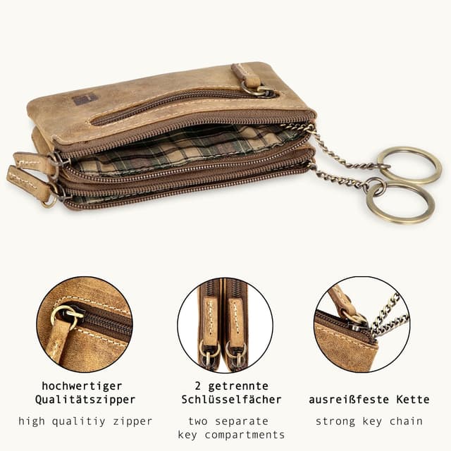 Thumbnail 4 de XXL Schlüsseltasche aus Leder mit 3 Fächern