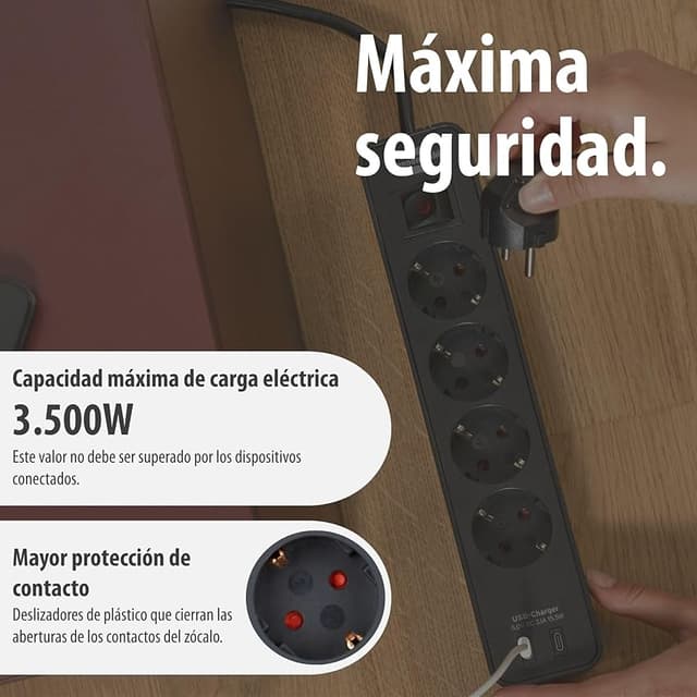 Thumbnail 4 de Brennenstuhl Ecolor Regleta 4 Vías con USB C y Interruptor ⚡