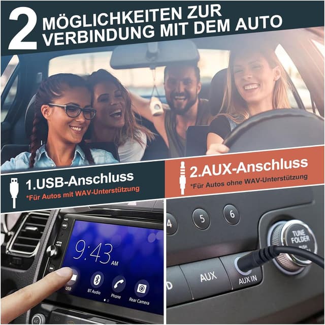 Detalle de Homlab Externes CD-Laufwerk fürs Auto mit USB-Anschluss (inkl. 1 m USB-Verlängerungskabel) – für PKW/LKW