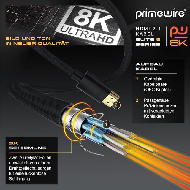 Detalle de CSL HDMI 2.1 Kabel 3 m 48 Gbit/s