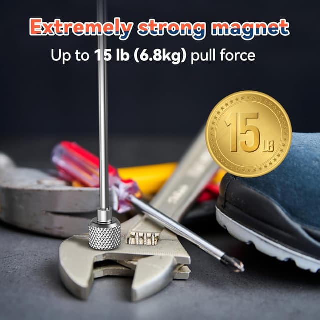 Detalle 2 de Preciva Aimant télescopique avec upgrade magnétique 15LB, 18 à 77 cm — bâton extensible