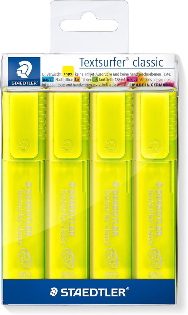 Detalle 2 de STAEDTLER Textsurfer classic Textmarker-Set (4 gelbe Textmarker) 364-1P WP4