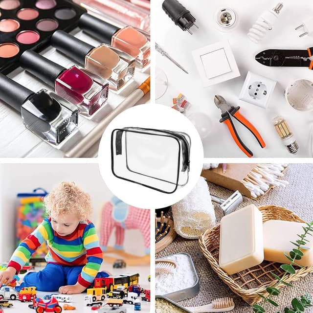 Thumbnail 6 de TESIN 12 Pack Clear Cosmetics Bags (PVC, zippered) – waterproof clear toiletry & organiser pouches