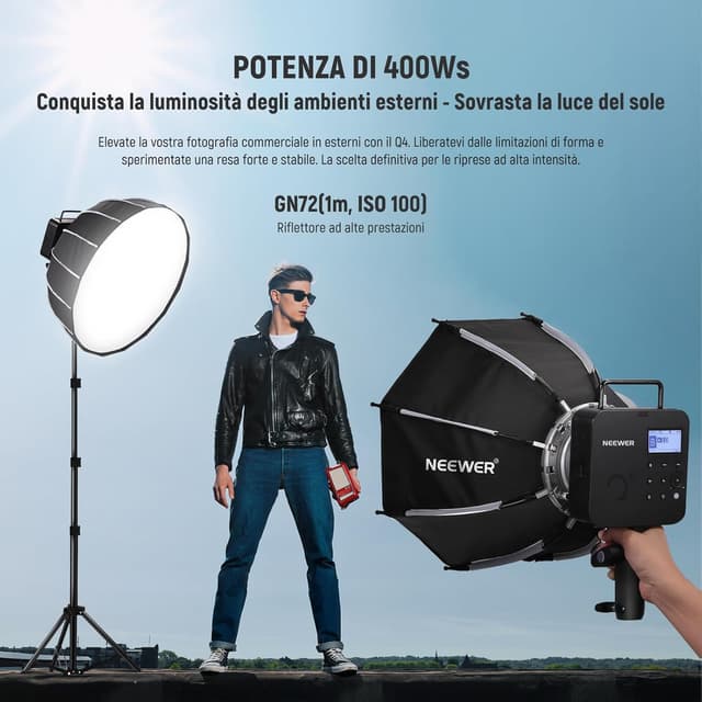 Detalle de NEEWER Q4 flash da studio 400Ws Bowens