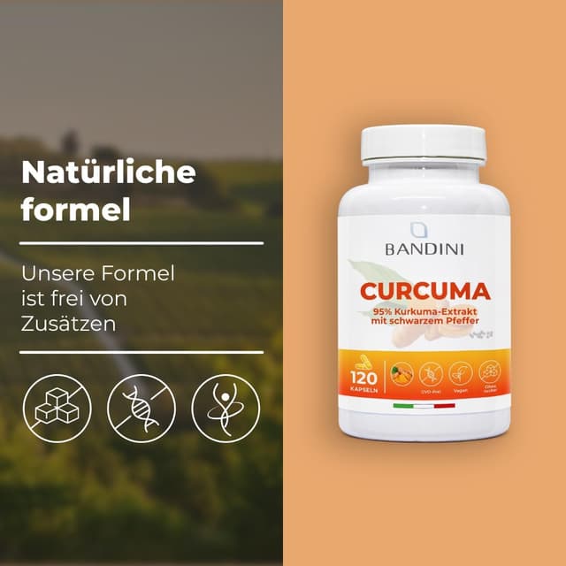 Detalle de Bandini® Curcuma 700 mg Kurkuma pro Kapsel (mit Piperin) – 120 Kapseln