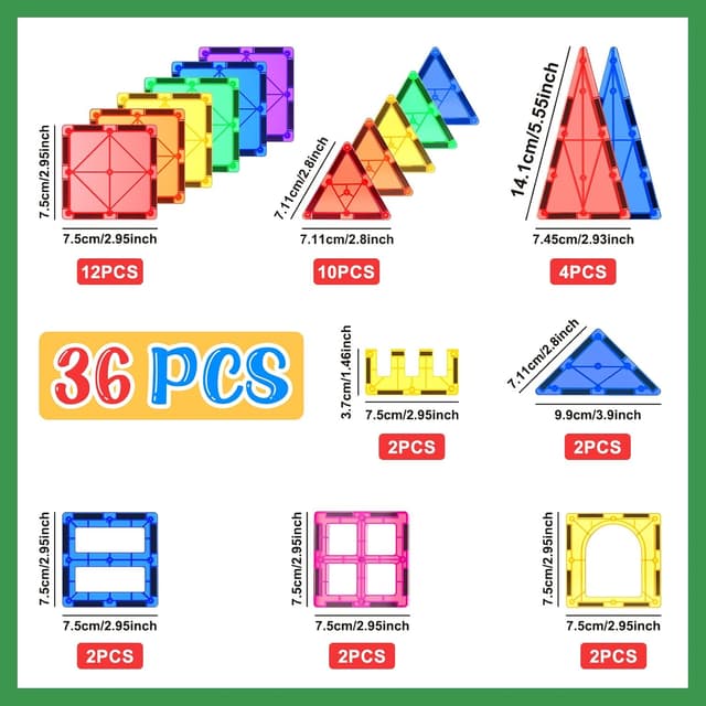Thumbnail 5 de Coodoo Magnetic Tiles 36pcs Starter Set