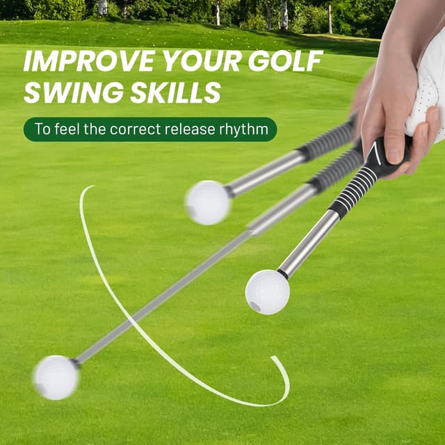 Detalle de 5-in-1 Retractable Golf Swing Trainer with Grip Trainer (Right/Left-Handed) — Instant Click Feedback
