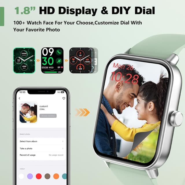 Thumbnail 6 de Smart Watch for Men & Women Fitness Tracker with Bluetooth Call & Alexa Built-in (Green)