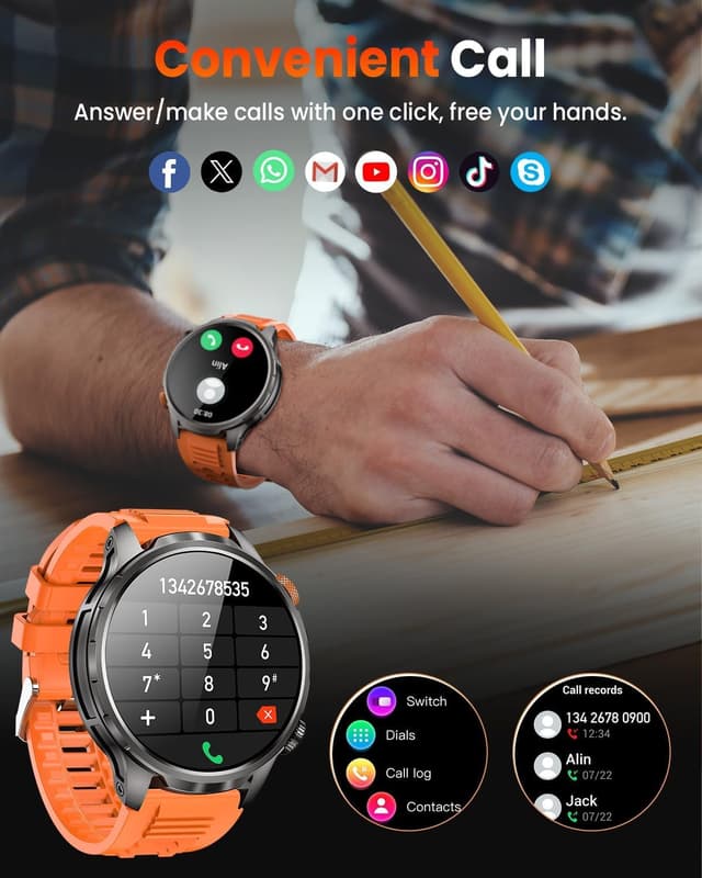 Thumbnail 5 de Military Smart Watch 100 Days Battery Rugged Fitness Tracker