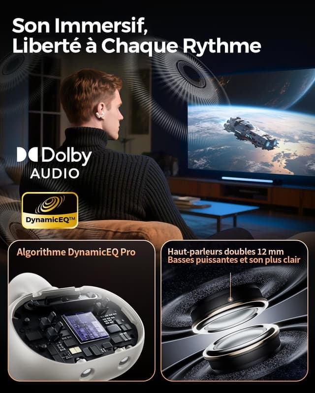 Detalle de SoundPEATS Clip1 écouteurs open‑ear 40h