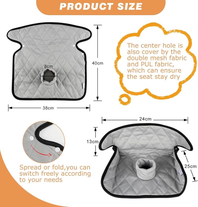 Detalle de Hisprout Comfort Universal Child Car Seat Protector Pad (2-pack) for potty training & nappy leaks