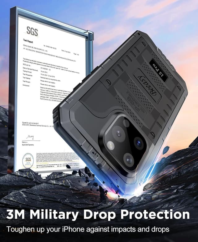 Detalle 2 de Beeasy Robust Series Waterproof Case for iPhone 15 Pro (6.1-inch) with Built-in Screen Protector