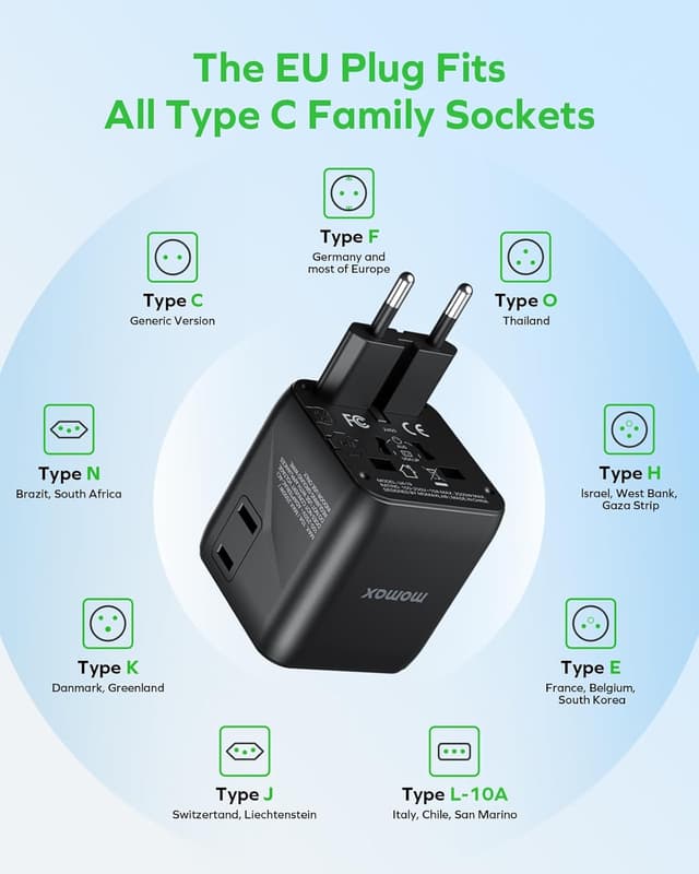 Detalle 2 de MOMAX Universal Travel Adapter Mini 98g