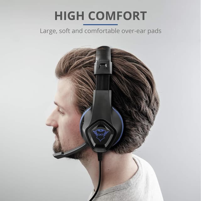 Detalle de Trust Gaming Headset GXT 404B für PS4 & PS5 (blau) – kabelgebundene Kopfhörer mit abnehmbaren Mikrofon und 40-mm-Treibern