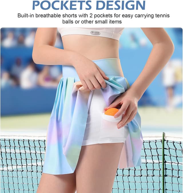 Detalle de Bezioner Girls Tennis Skirt with Shorts (Golf Skort with Dual Pockets)