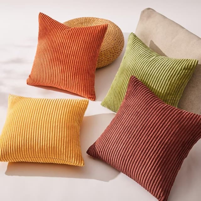 Detalle de Topfinel Yellow and Orange Cushion Covers, 50cm x 50cm (Set of 4) with Invisible Zipper