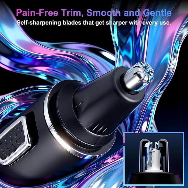 Detalle de AREYZIN Nose Hair Trimmer for Men (Rechargeable 2-in-1 Ear & Nose Groomer, IPX7) — Black