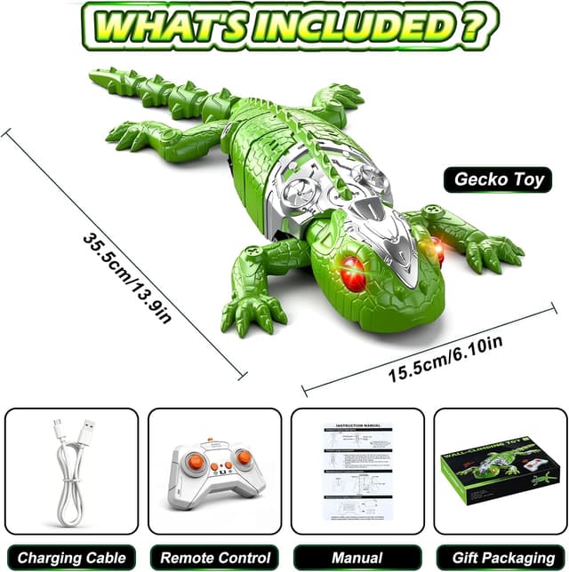 Thumbnail 6 de QASUN rechargeable wall-climbing gecko RC robot toy (LED eyes) for 3–10-year-olds