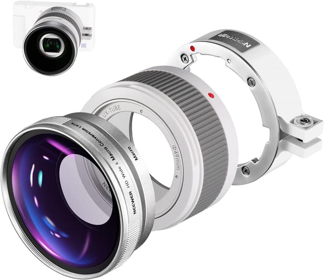 Detalle de NEEWER 18mm wide angle and 10X macro lens for Sony ZV1