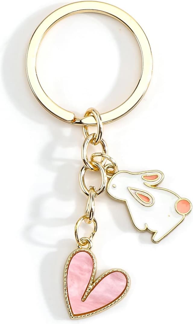 Detalle 2 de Gallkeat Sakura Rabbit Keychain – cute metal bunny charm for bags, keys and car accessories