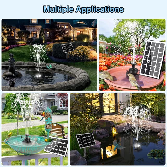 Detalle 2 de SZMP Fontaine solaire flottante extérieure 3,5W avec pompe bassin et LED (batterie 2000 mAh)