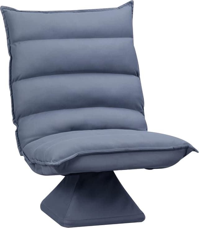 Detalle de HOMCOM Fauteuil de sol paresseux pivotant 360° avec dossier inclinable gris capitonné