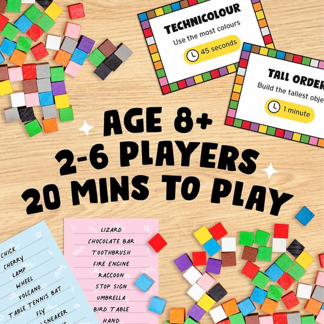 Detalle de Block Party: Colourful Block Building Family Board Game (Aged 8+, Teens & Adults)