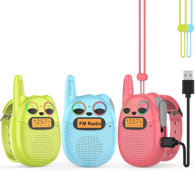 Detalle de QNIGLO Walkie Talkies for Kids (Ages 3-12) — 3 Miles Long Range, 22 Channels, Rechargeable