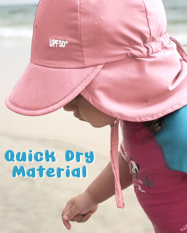 Detalle de FURTALK Baby-Sonnenhut mit Nackenklappe und UPF 50+ (einstellbar) – ideal für Strand, Schwimmen & Alltag