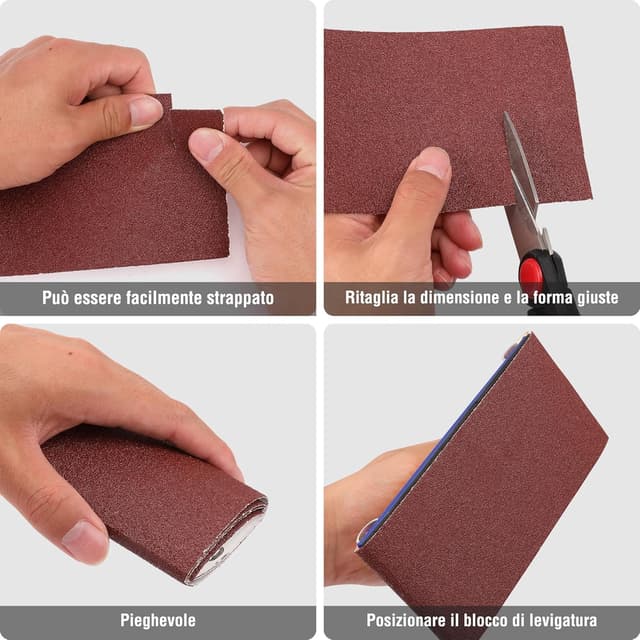 Detalle 2 de WORKPRO set rotoli carta vetrata abrasiva (4 pezzi) grana 60/120/180/240, 5 m x 93 mm