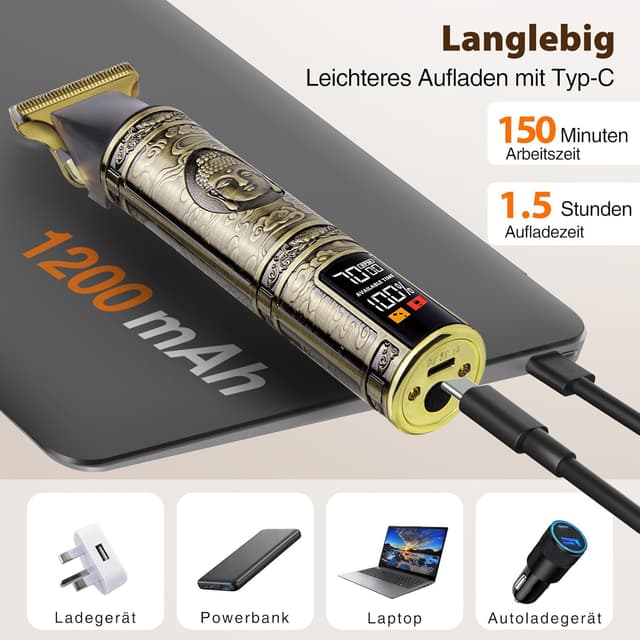 Thumbnail 5 de MZGO Elektrischer Rasierer Barttrimmer mit 1,6" LCD