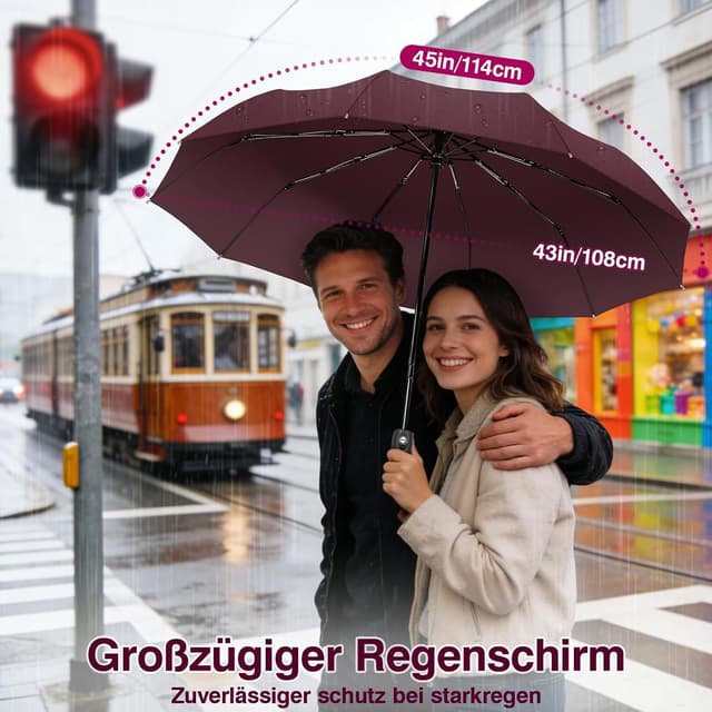 Detalle 2 de ZOMAKE Regenschirm Sturmfest 114 cm