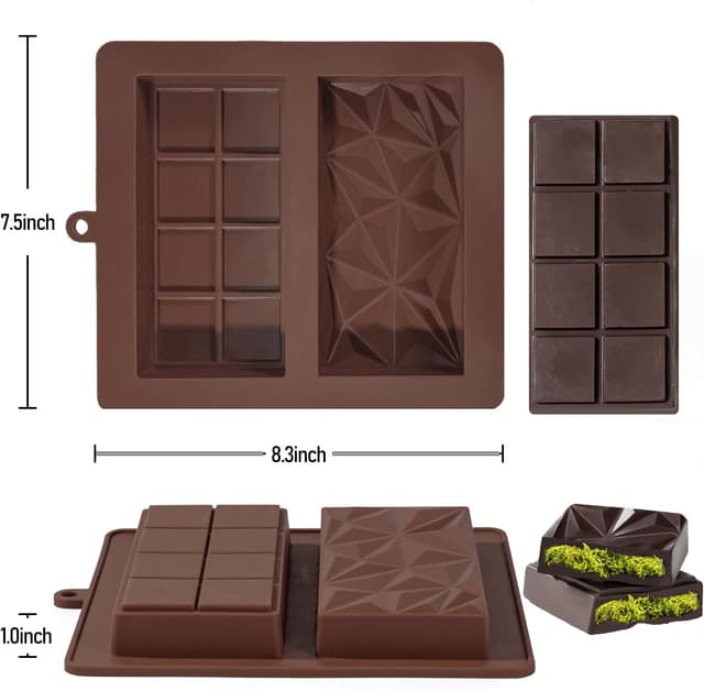 Thumbnail 4 de UWILLION Deep Chocolate Bar Mold Silicone 1 Inch Dubai Pistachio Bar 🍫