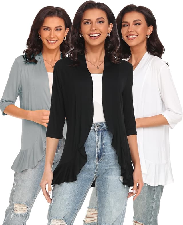 Detalle de Argstar Women’s 3/4 Sleeve Cardigan with Shawl Collar (S–3XL)