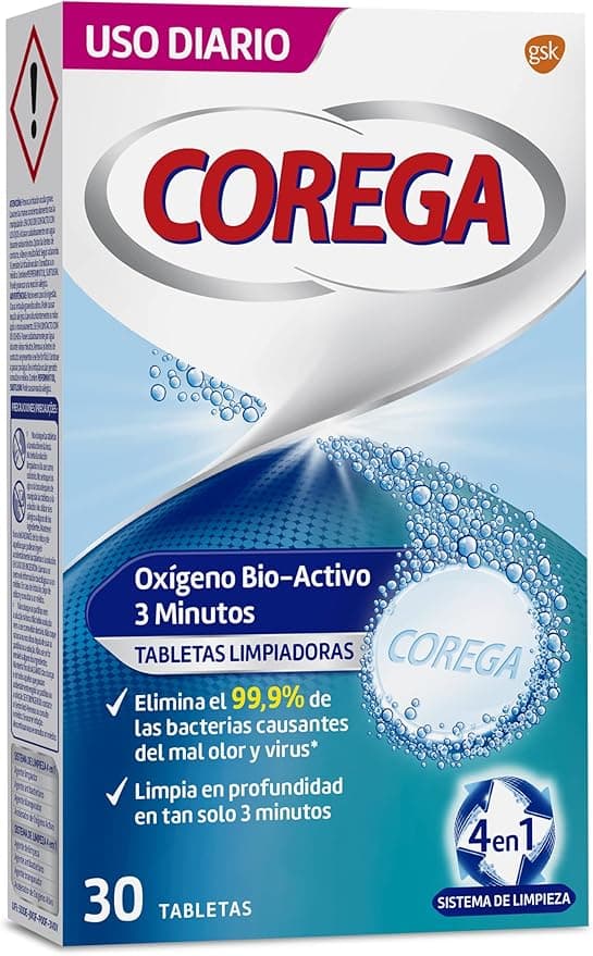 Imagen de Corega Oxígeno Bio-Activo, Tabletas Limpieza Profunda Prótesis 🦷 en OfertitasTOP