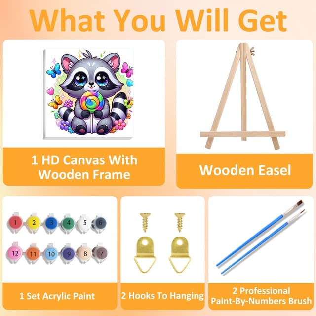 Thumbnail 3 de Mandun Art paint by numbers raccoon 7.8x7.8in