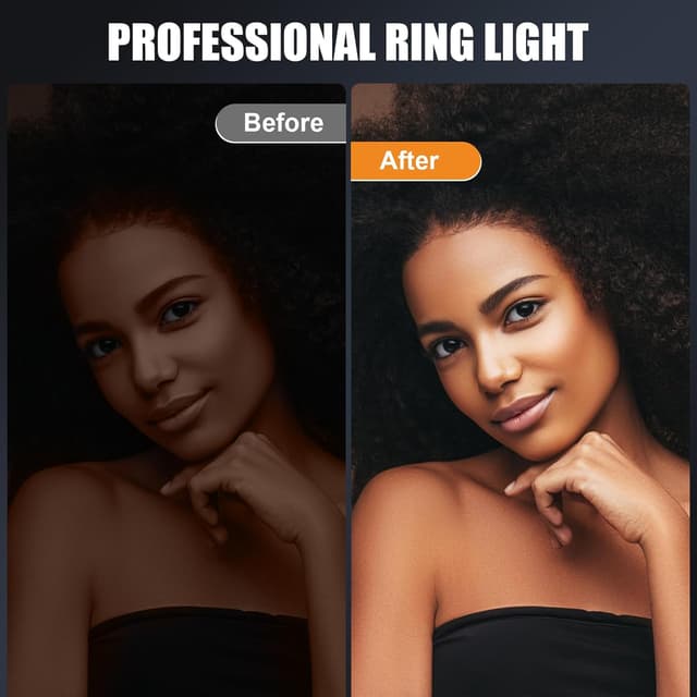 Detalle de Diyife Selfie Ring Light (360° rotation, rechargeable 1000mAh) with 60 LEDs and 10 brightness levels