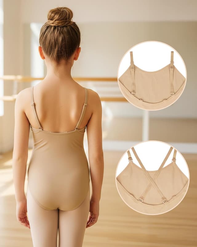 Detalle 2 de Stelle Girls Nude Leotard Seamless Undergarment Camisole with Adjustable Straps