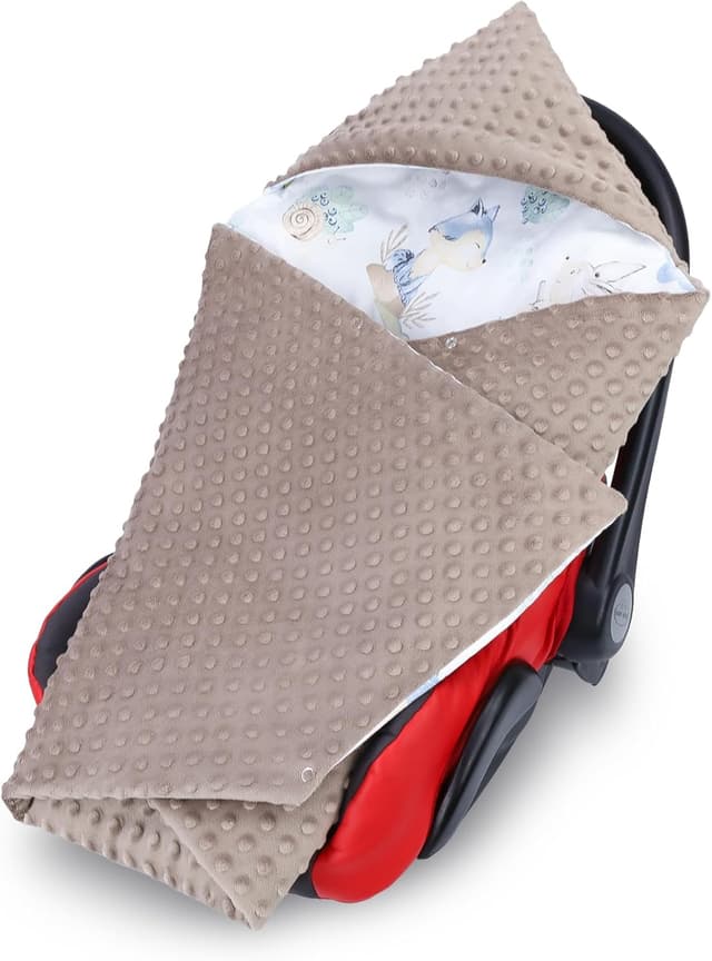 Detalle de Einschlagdecke für Babyschale 90x90 cm – Fußsack/Blanket für Kinderwagen & Autositz (Minky, Oeko-Tex)