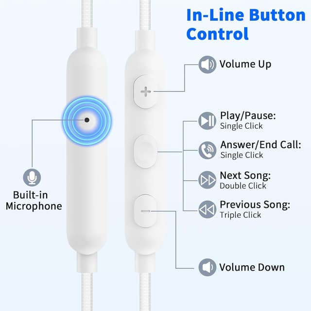 Detalle de 3.5mm Wired Earbuds with Mic, 1.8M Cable