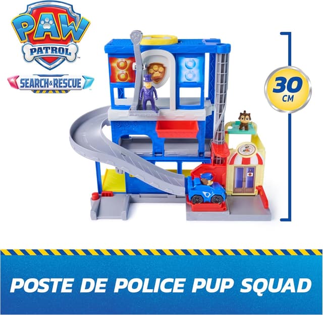 Detalle 2 de Paw Patrol Pat Patrouille – Poste de Police Pup Squad Search & Rescue Mission (voiture + figurines à collectionner)