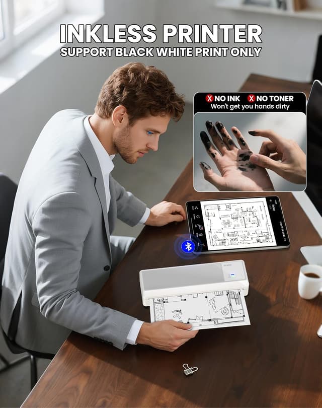 Detalle de Vretti P83 Portable Inkless Thermal Printer (A4) for Android & iOS via Bluetooth