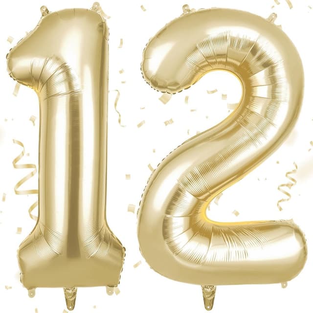 Detalle 2 de OFFCUP Zahlen Luftballon 12 Gold 101 cm