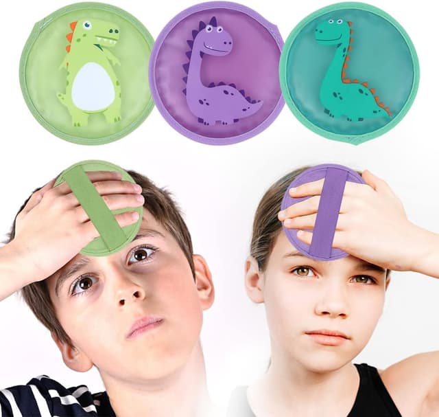 Detalle de Hilph 4.7" Kids Ice Pack Set (3-Pack) for Bumps, Bruises & Fever Relief