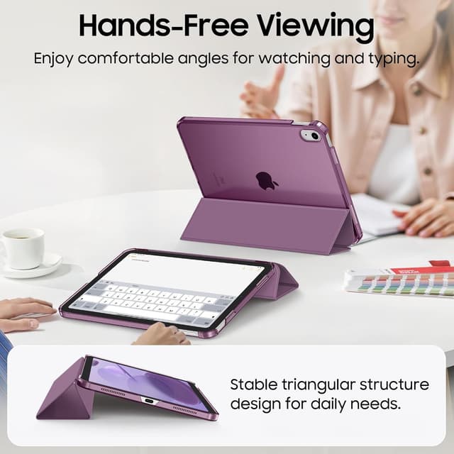 Detalle de FINTIE Hülle für iPad 11. Generation 2025 (A16) & iPad 10. Generation 10,9 Zoll 2022 – ultradünnes Case mit transparenter Rückseite, Lila