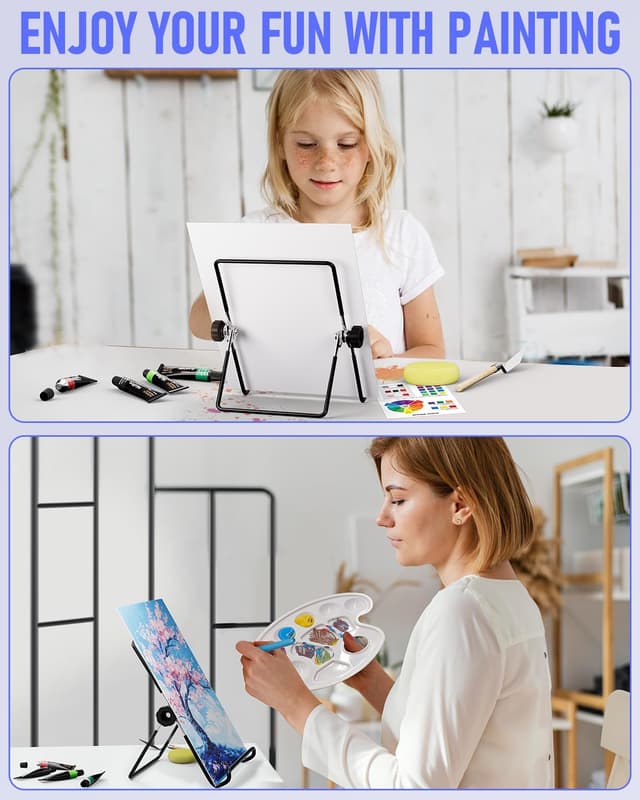 Thumbnail 6 de Nicpro Kids Paint Set (34-piece) with Table Easel, 6 Canvas Panels & 12 Acrylic Colours