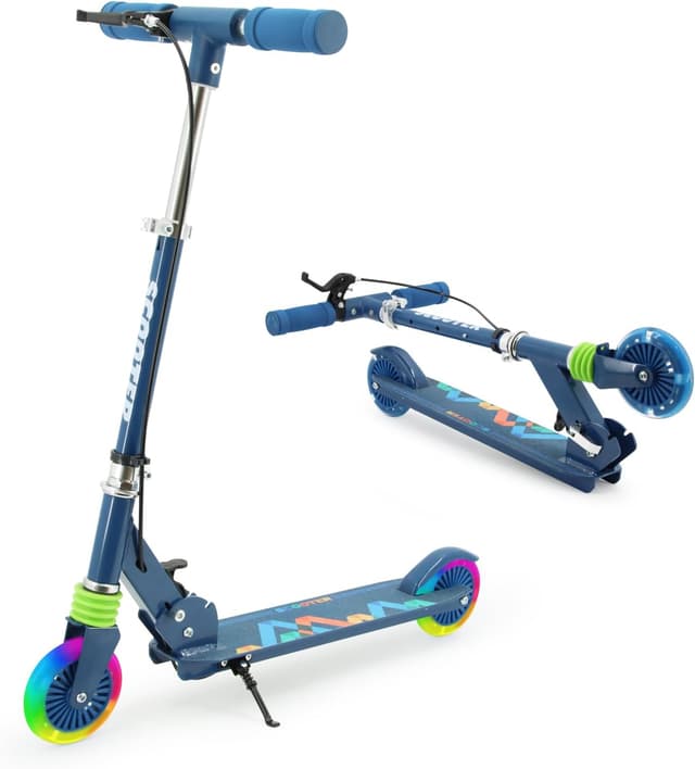 Detalle de TENBOOM Roller Kinder ab 3 Jahren mit 2 Rädern, klappbar, 3 höhenverstellbar und LED-Räder