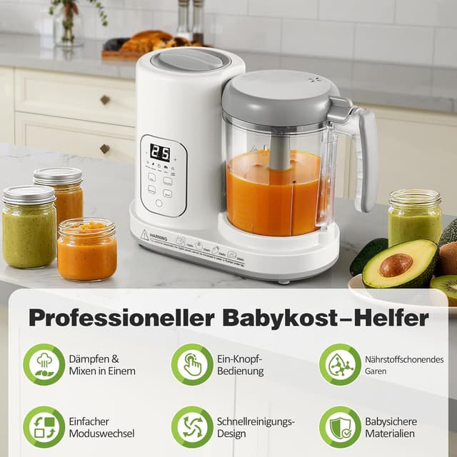 Detalle de TopStrong Cuocipappa: omogeneizzatore e baby food maker con controllo touch, vapore, riscalda e autolavaggio